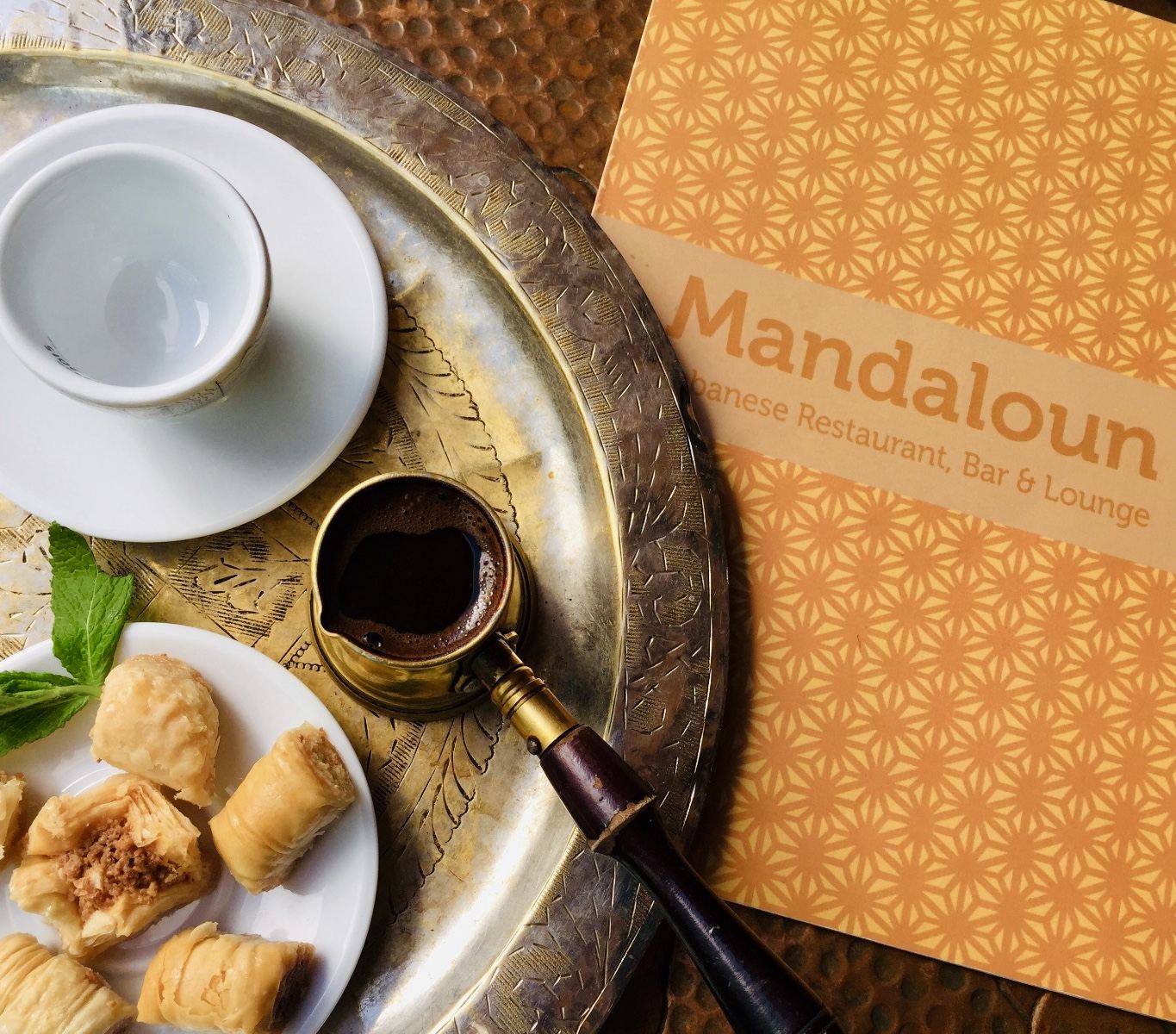 Lebanese coffee with baklawa